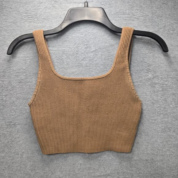 Babaton Sculpt Knit Ribbed Brown Crop Tank Size XS - Picture 1 of 6
